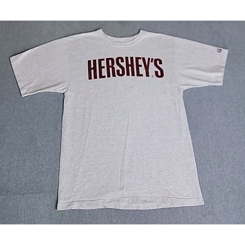 Vintage Hersey T Shirt Mens Medium White‎ Single Stitch Spellout Logo 7 80s USA
